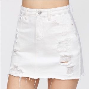 AE White Ripped Denim Skirt